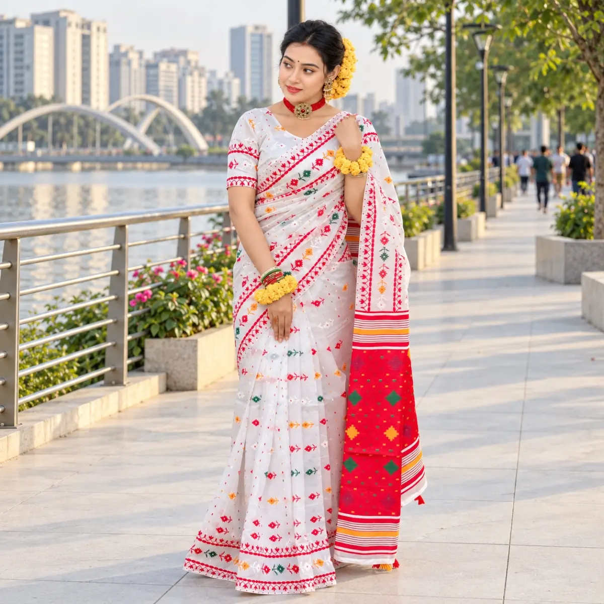 Half Silk block Print Saree
