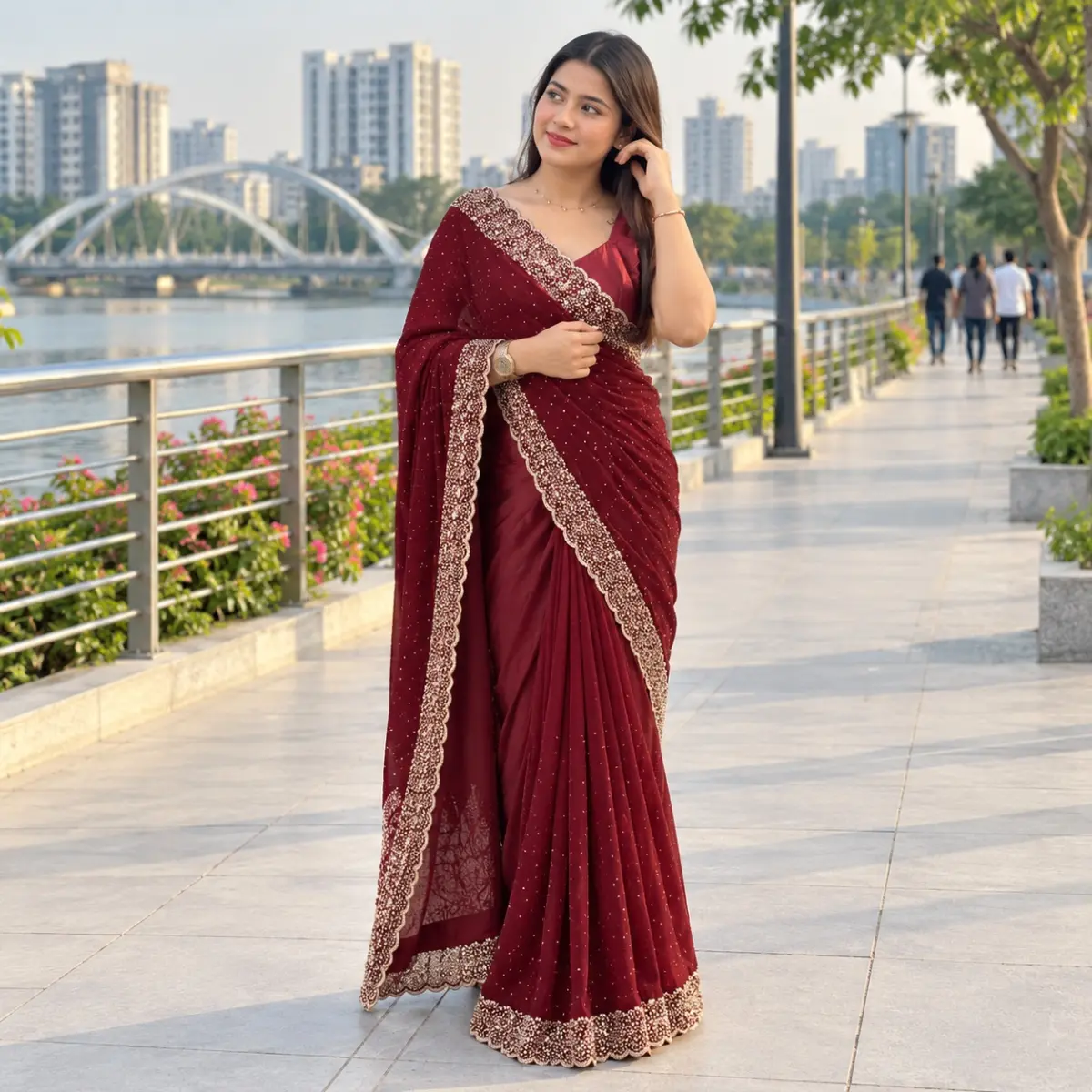 Georgette Sharee with Blouse Piece