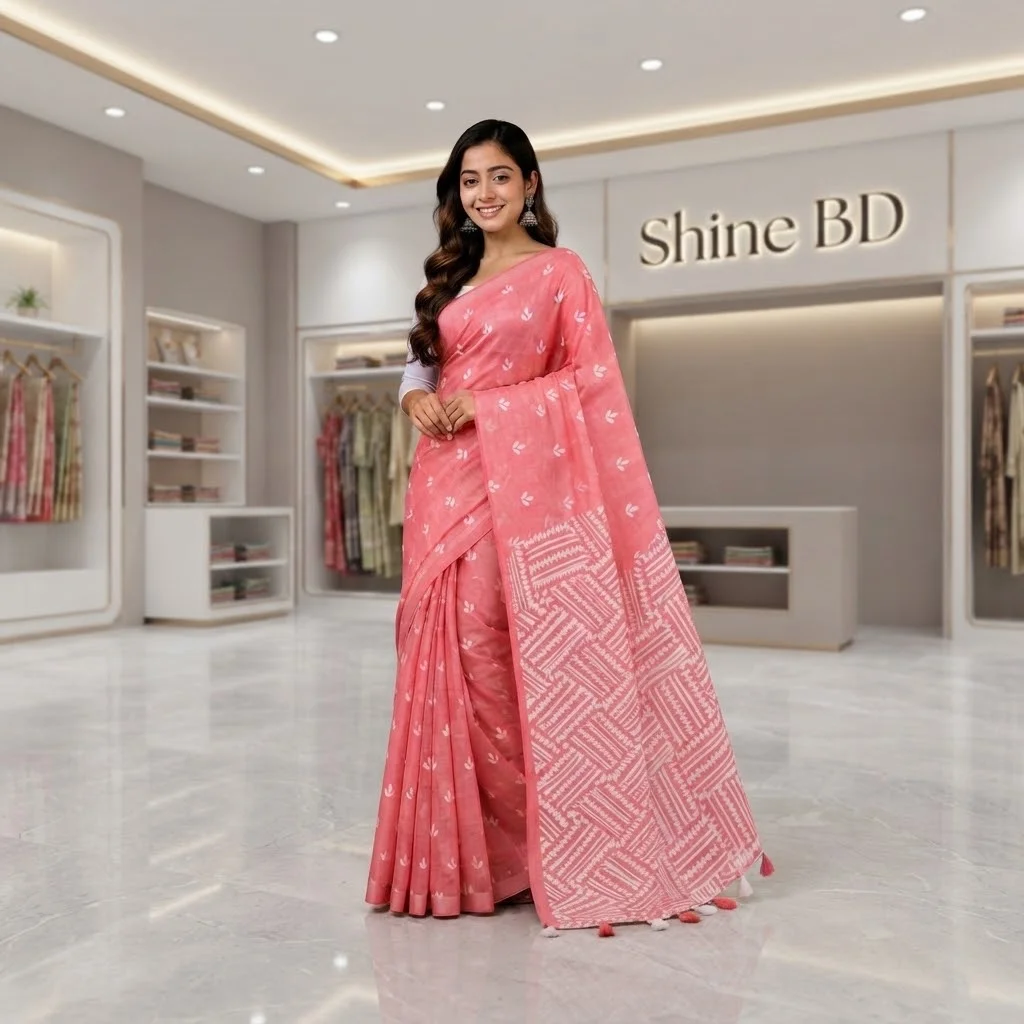 Half Silk Screen Print Saree