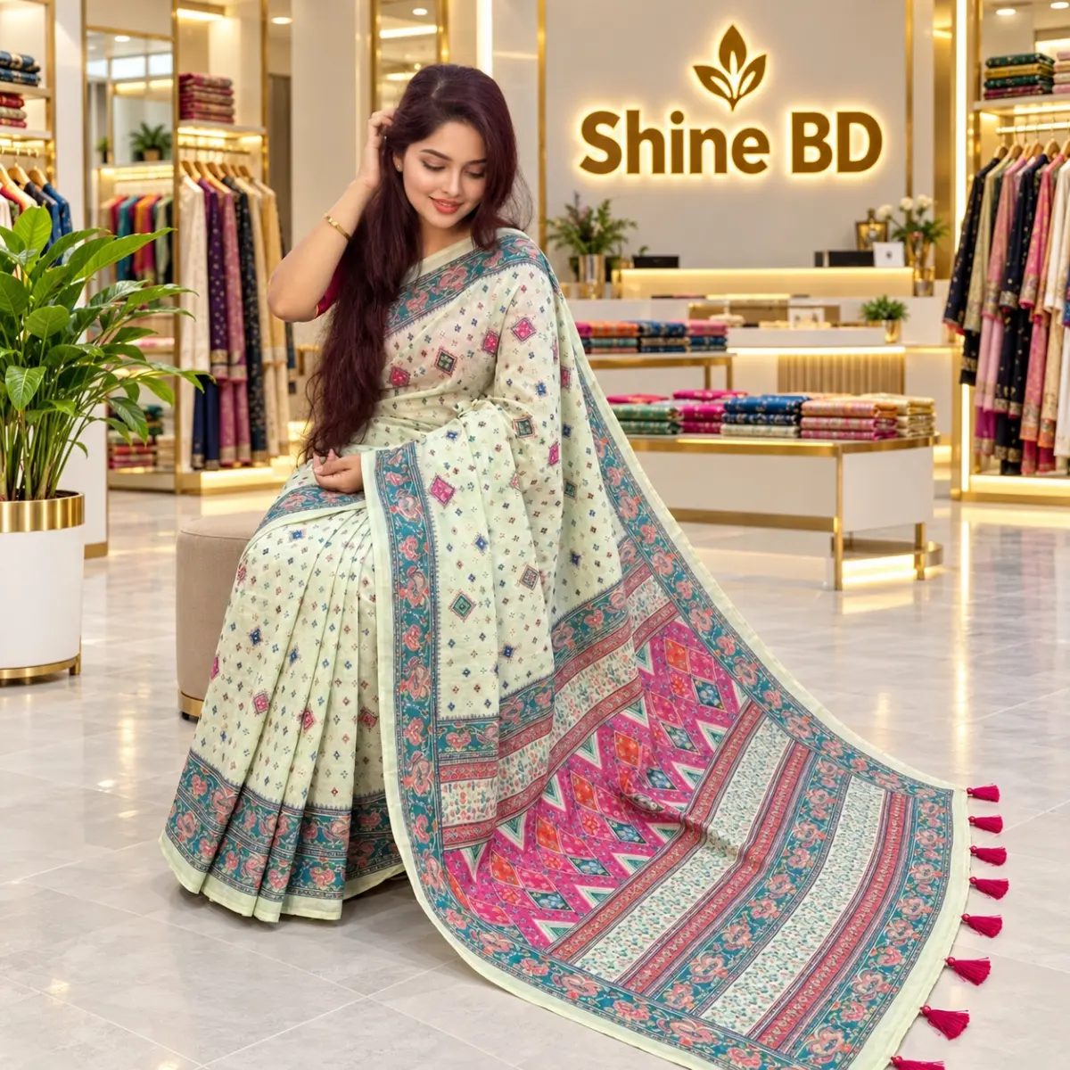 Cotton Skin Print Sharee with Blouse Piece