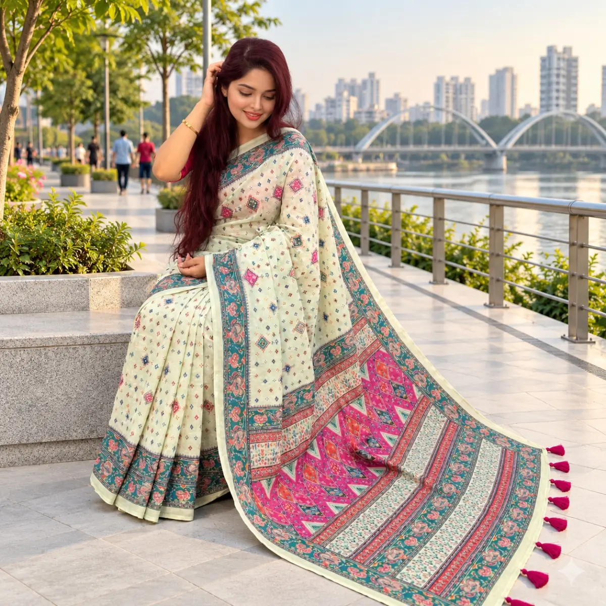 Cotton Skin Print Sharee with Blouse Piece