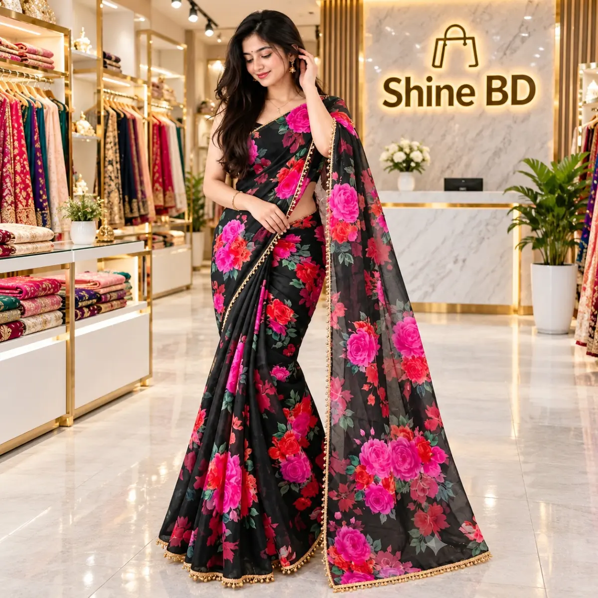 Premium Soft Georgette Saree with Pearl Work