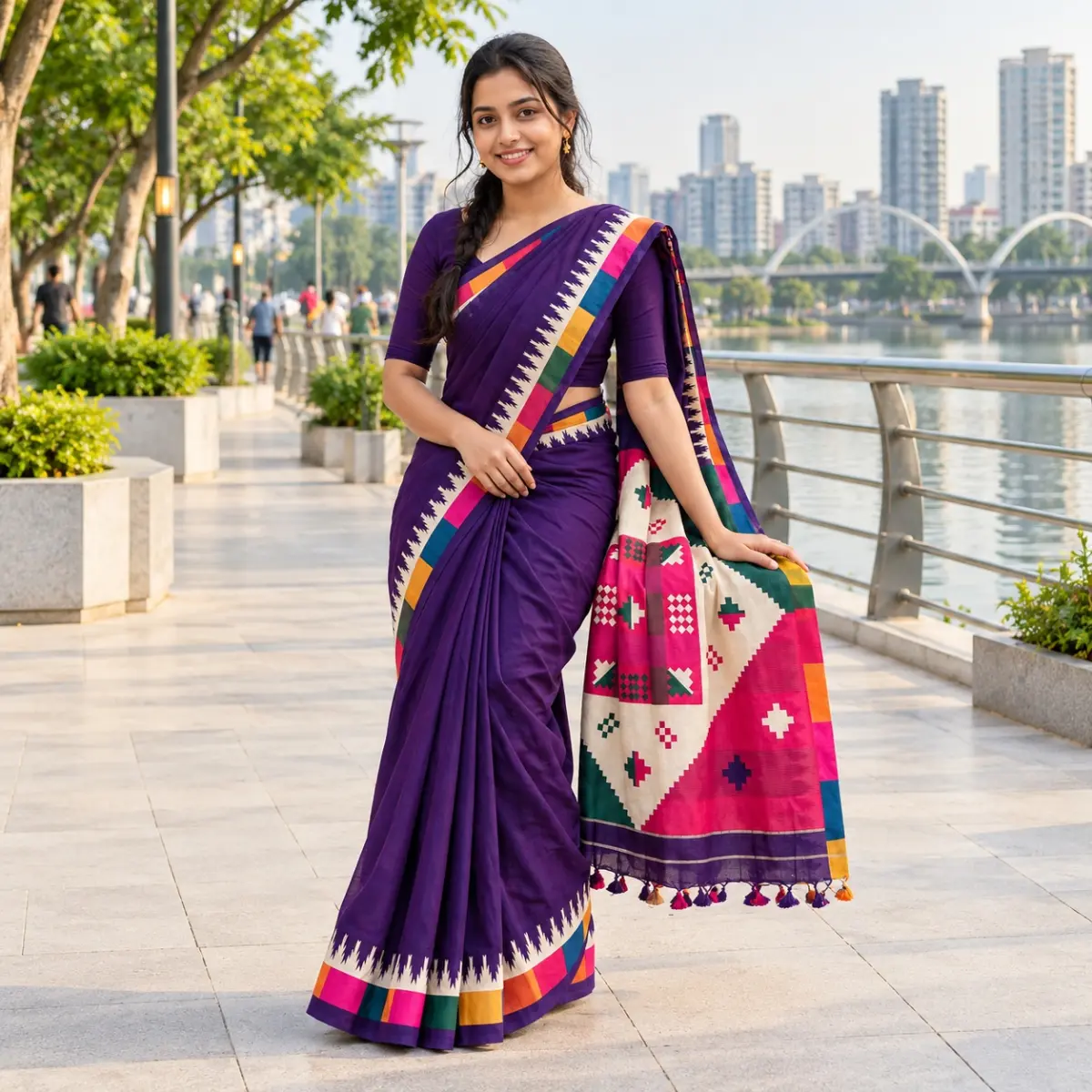 Chanderi Silk Saree With Blause Pcs