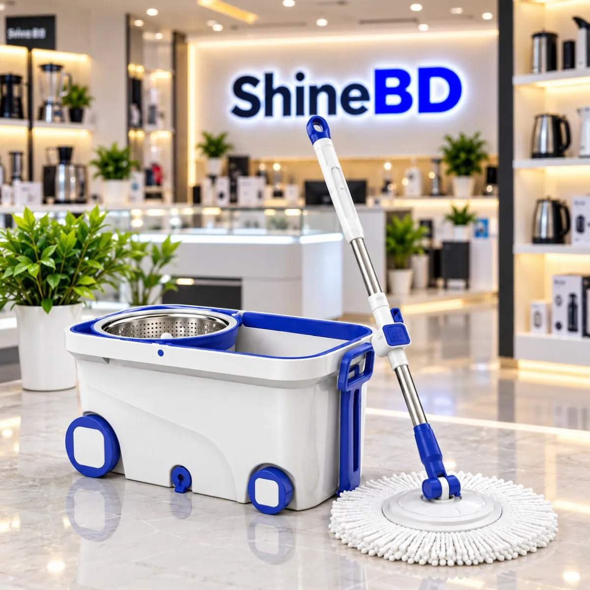 360-Degree Rotating Magic Spin Mop and Bucket Set with Wheels and Stainless Steel Dehydration Basket