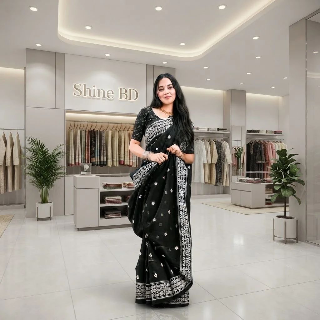 Half Silk Screen Print Saree