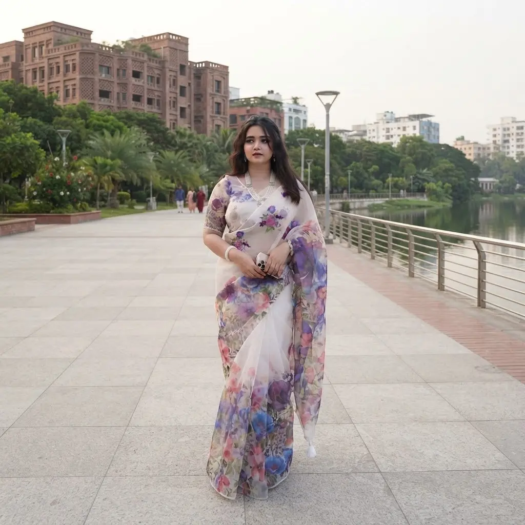 Chanderi silk sharee with blause pcs