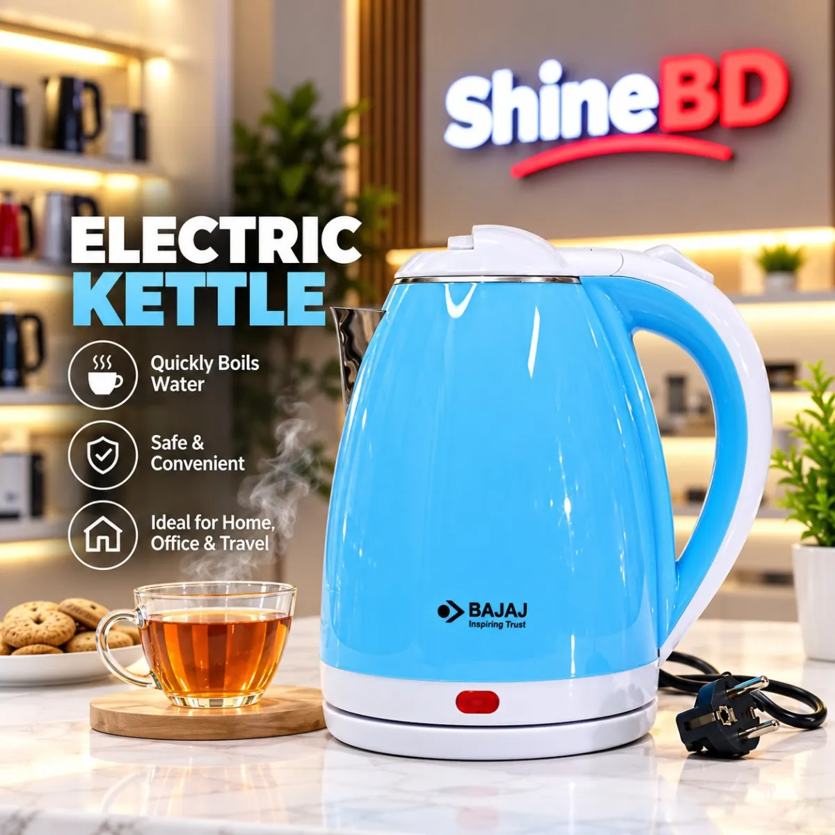 BAJAJ DOUBLE LAYER ELECTRIC KETTLE-2.0 LITRE CAPACITY-1500 WATT