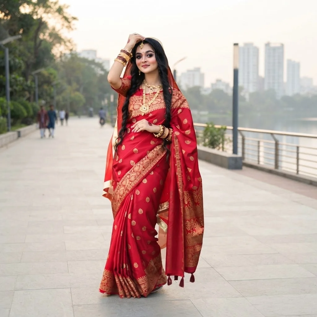 Japani Silk Skin Print Sharee with Blouse Piece