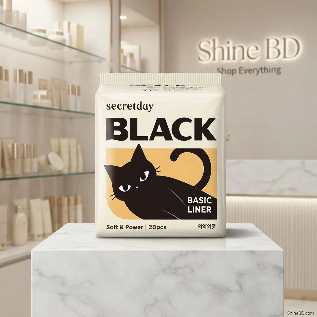 Secretday Black Sanitary Pads Basic Liner 20pcs