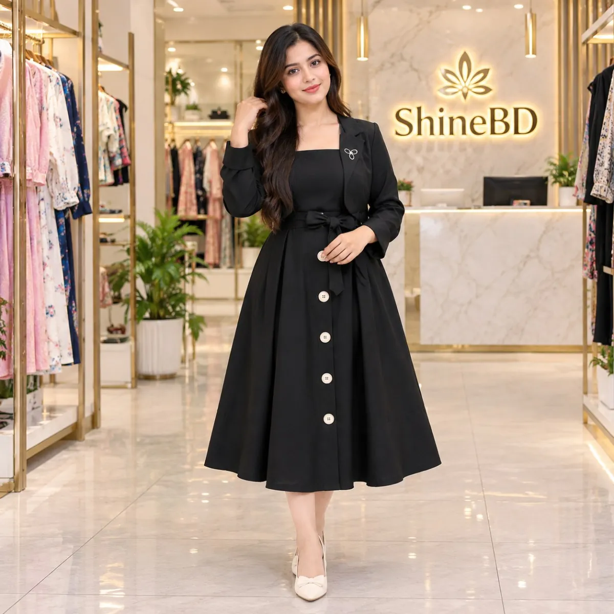 Western Denim style Ladies Blazer Gown Tops
