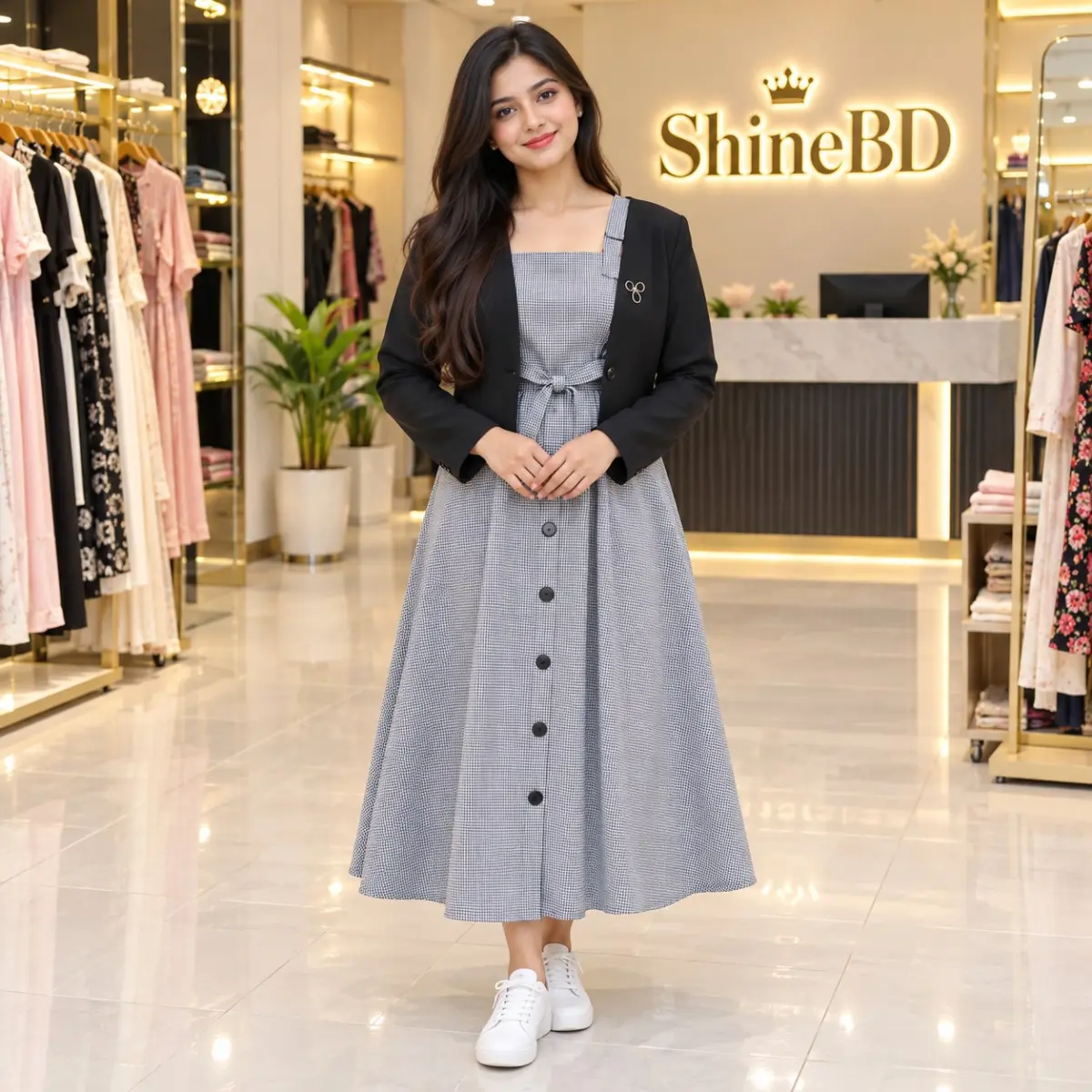 Western Denim style Ladies Blazer Gown Tops