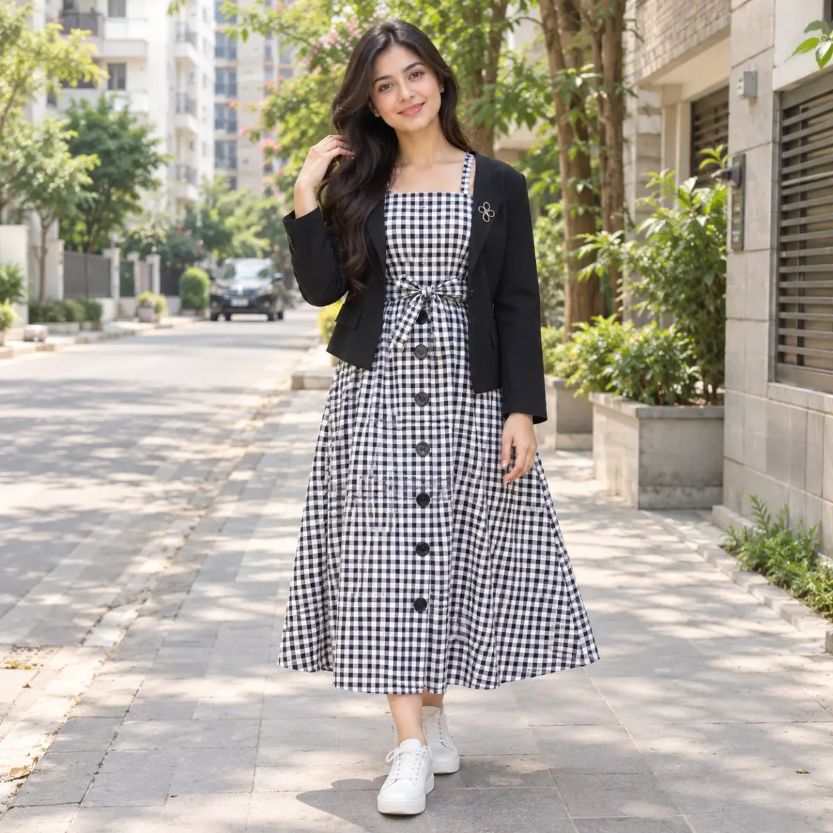 Western Denim style Ladies Blazer Gown Tops