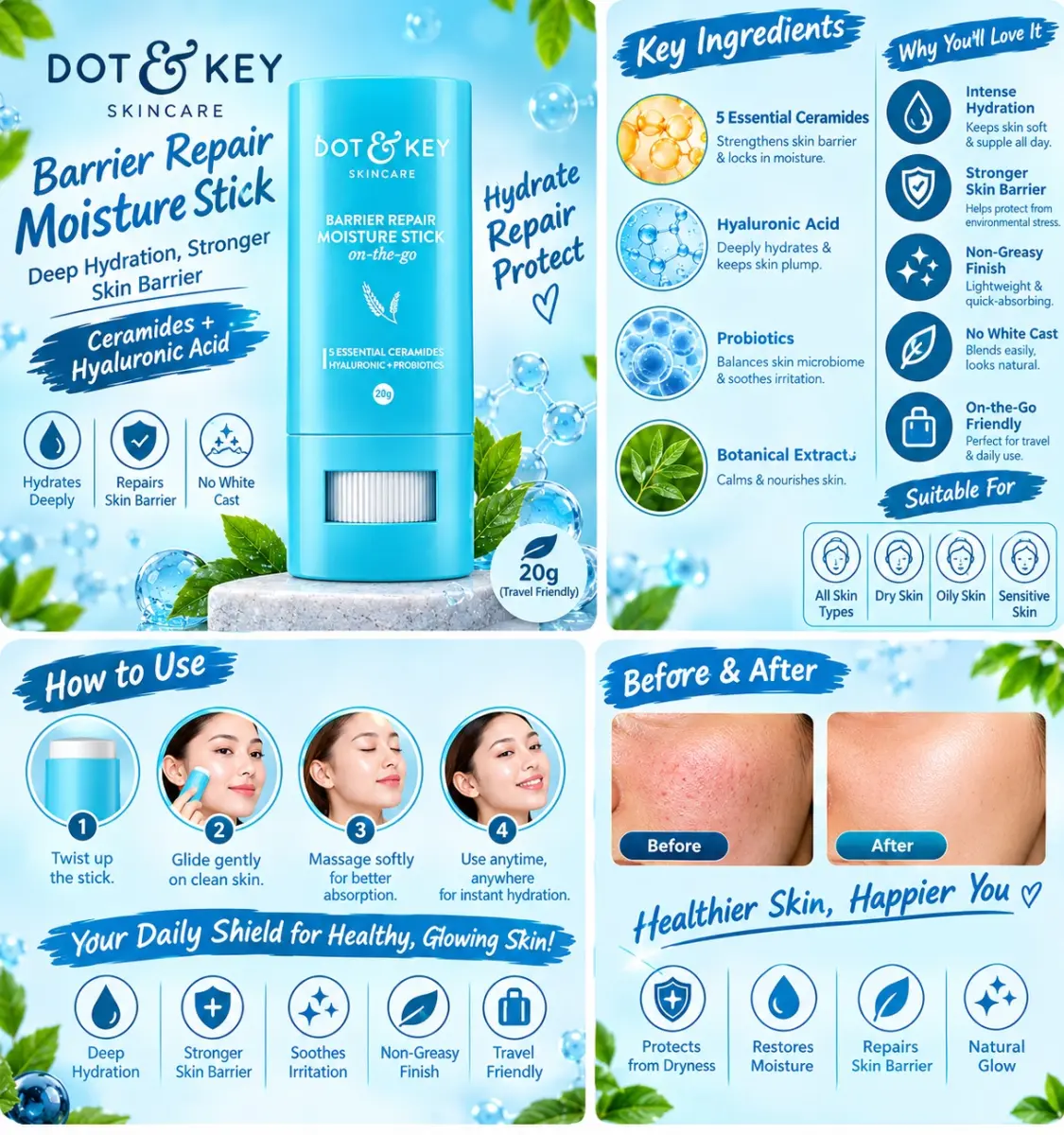 DOT & KEY Barrier Repair Moisture Stick On-The-Go SPF50