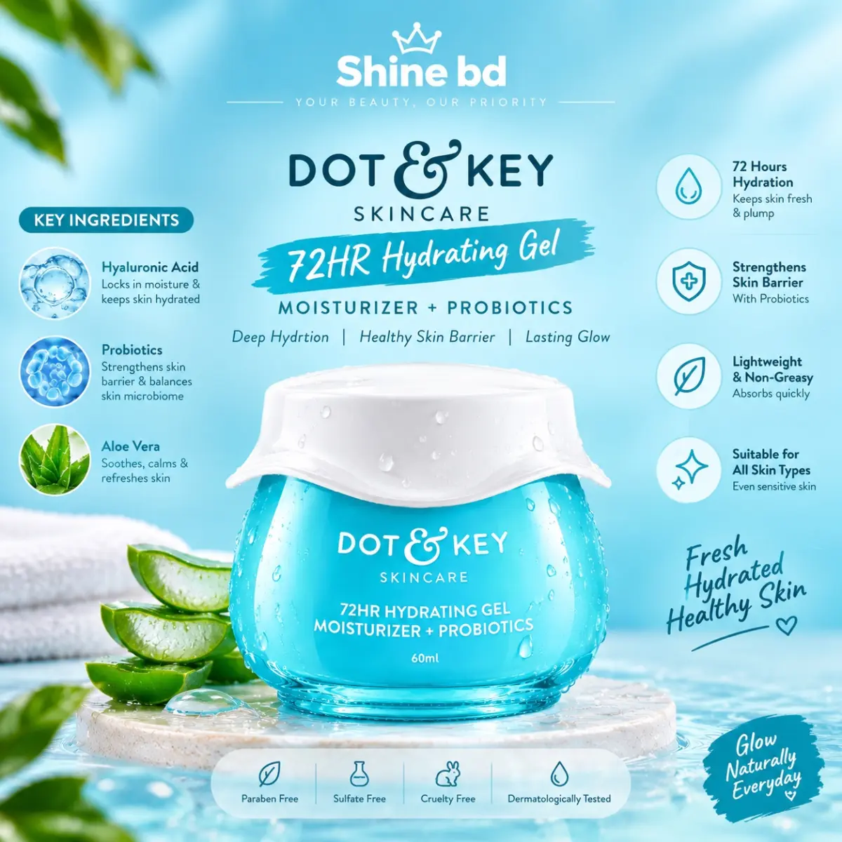 DOT & KEY 72Hr Hydrating Gel + Probiotics Moisturizer