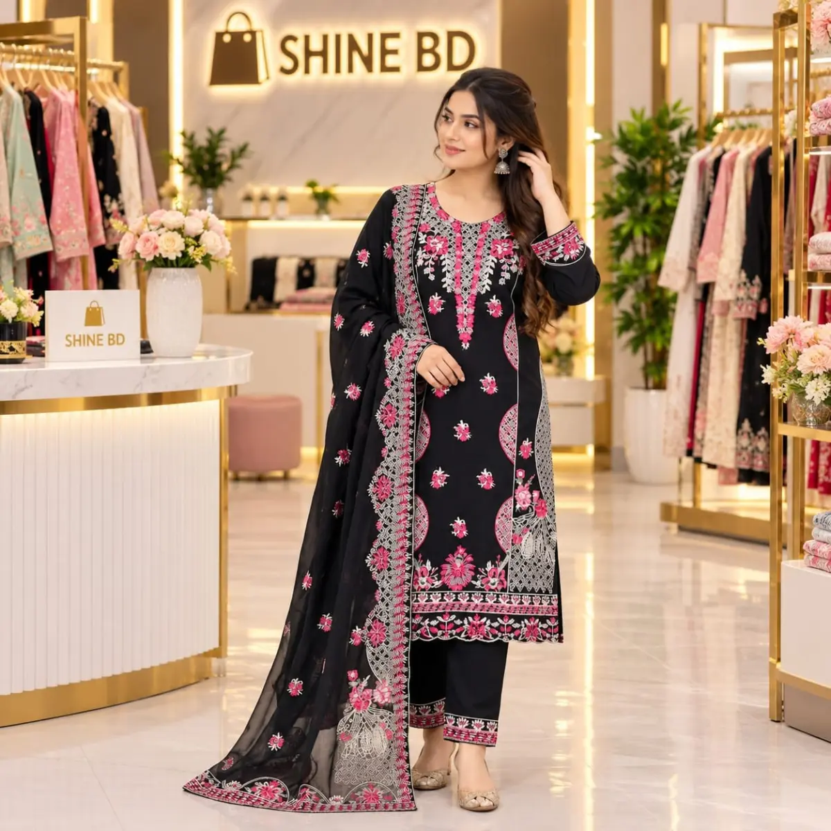 Embroidery Readymade Three Piece