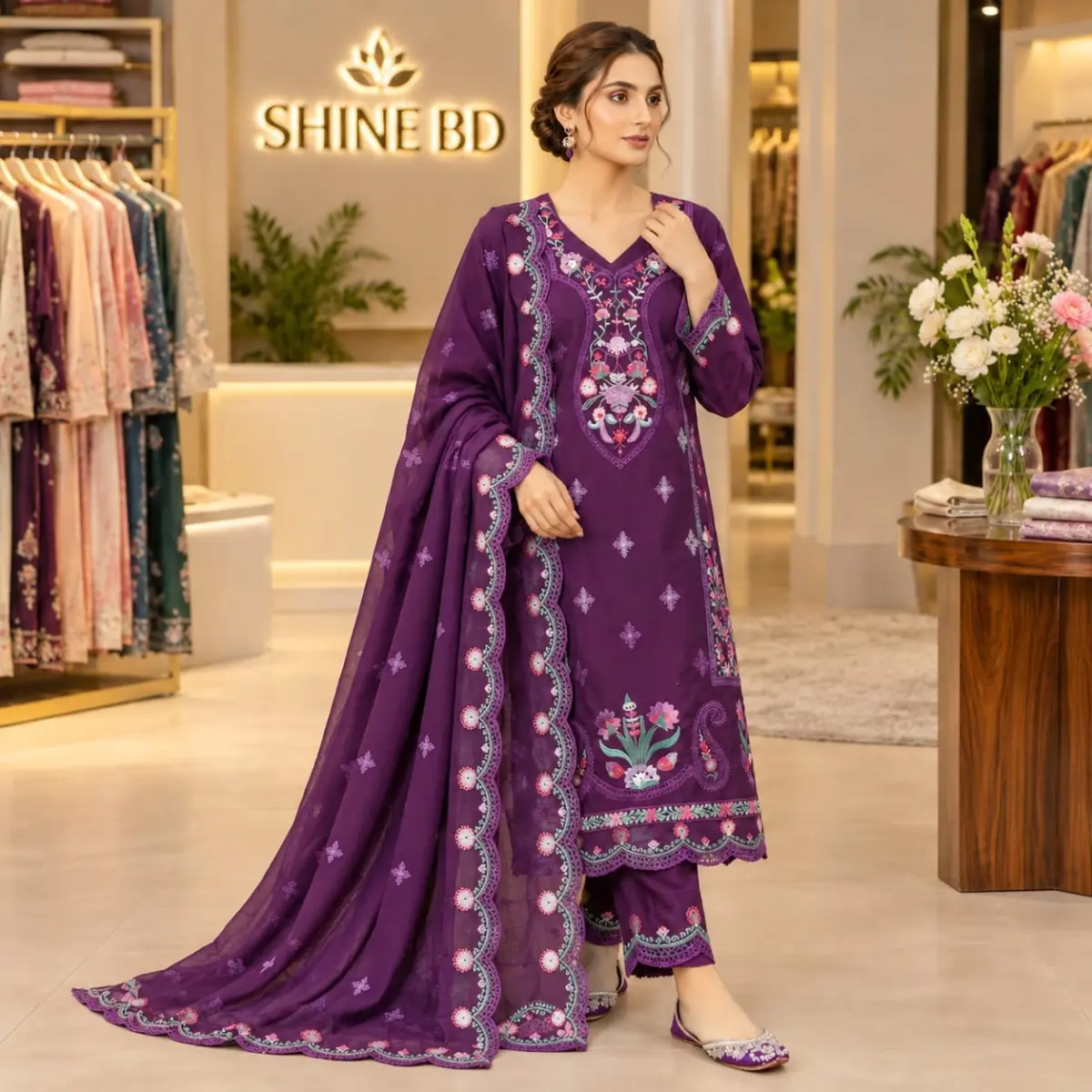 Embroidery Readymade Three Piece