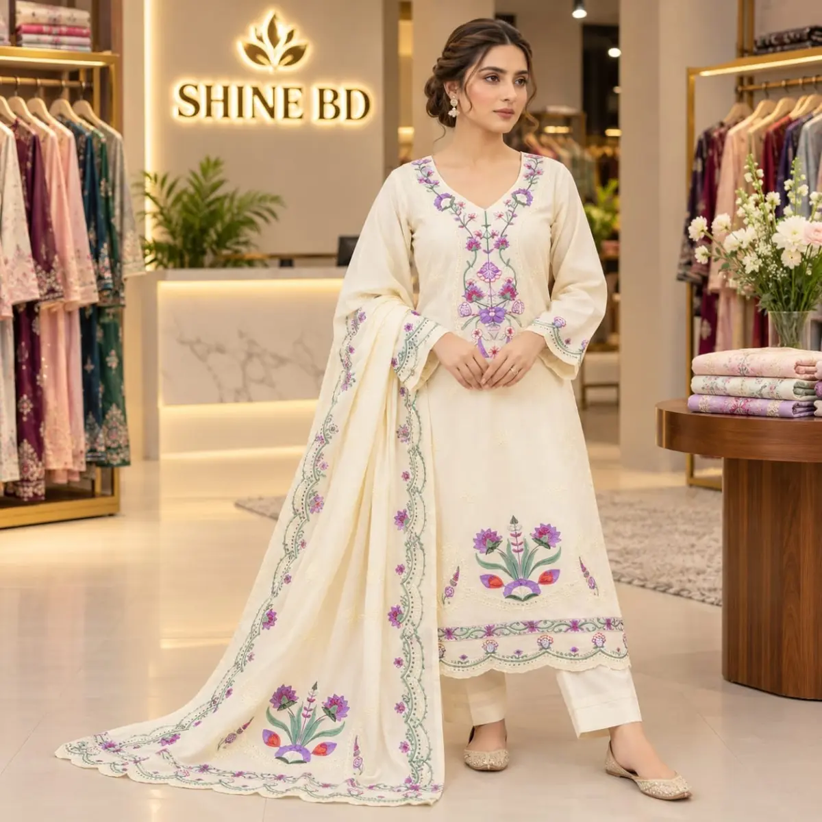 Embroidery Readymade Three Piece