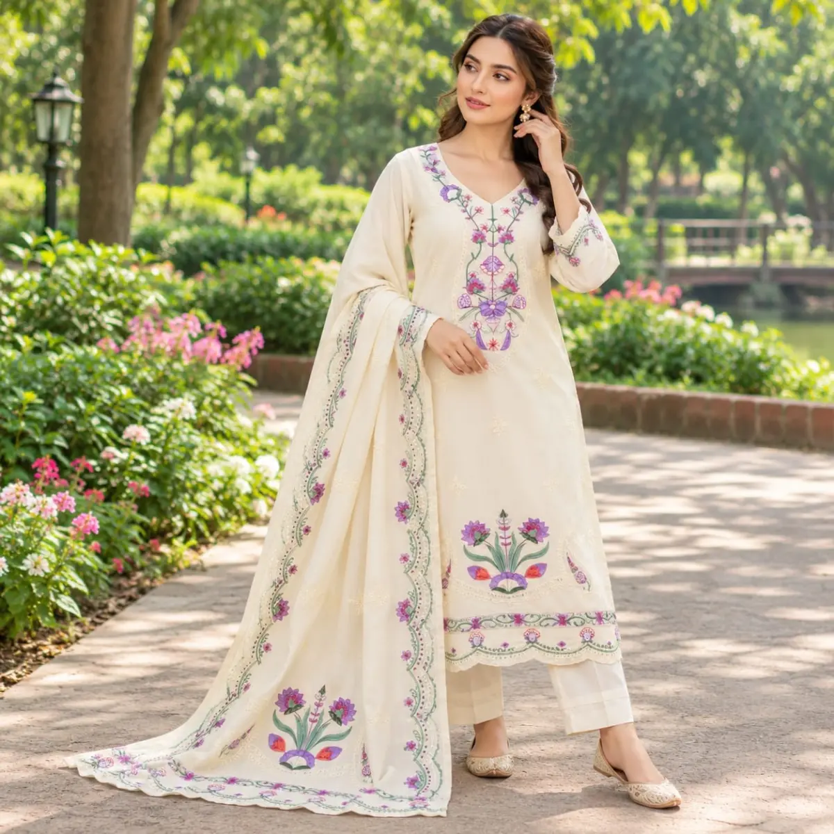 Embroidery Readymade Three Piece