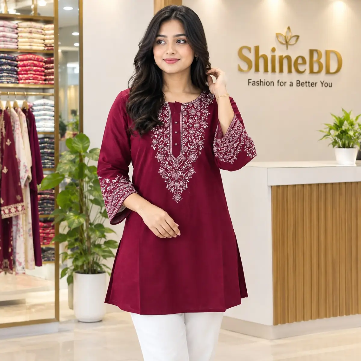 One Piece Ebmroidery Short Kurti