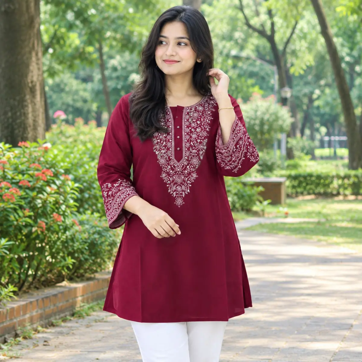 One Piece Ebmroidery Short Kurti