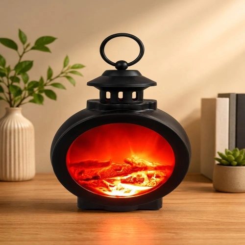Vintage LED Fireplace lantern Lamp