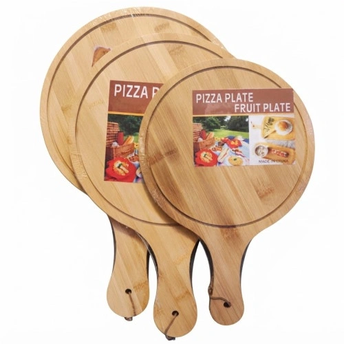 Big Wooden Pizza Tray with Handle for Serving Pizza and Snacks (12 Inch)