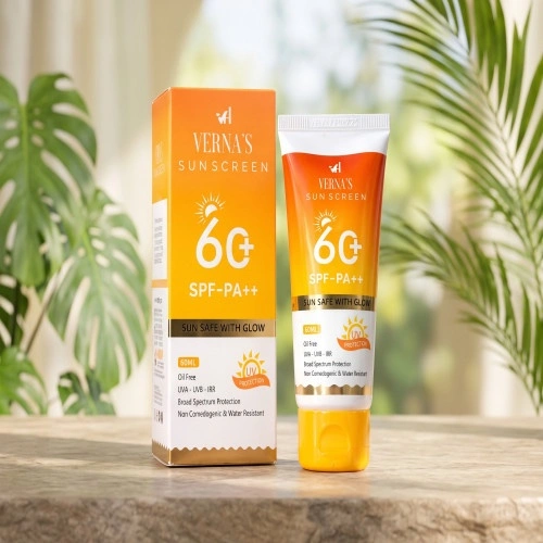Verna's Sunscreen cream spf 60 ml oil free sun safe with glow