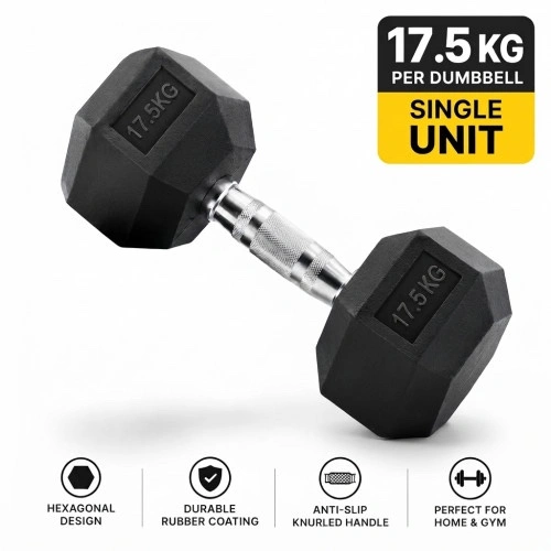 17.5kg Hex Dumbbell - single piece