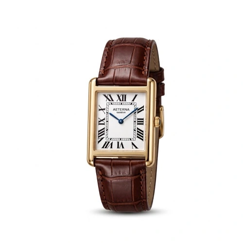 Casio LTP VO07L Vintage Tank  Watch Roman Numerals Rectangular Dial with Croc Texture Leather Strap