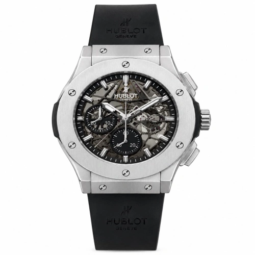 Hublot Style Silver Case Skeleton Dial Quartz Watch