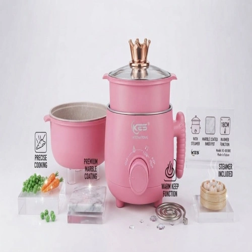 KES Multi-Purpose Cooker 18CM with Steamer & Marble Coated Inner Pot (KS-0010SE)