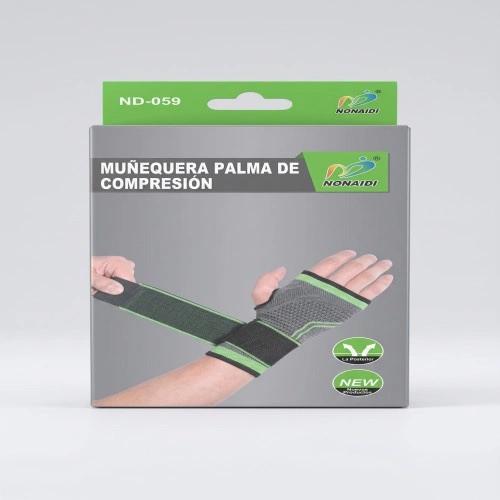 Elastic Wrist & Palm Compression Sleeve with Pressure Strap - Hand Support for Gym & Pain Relief ND- 059