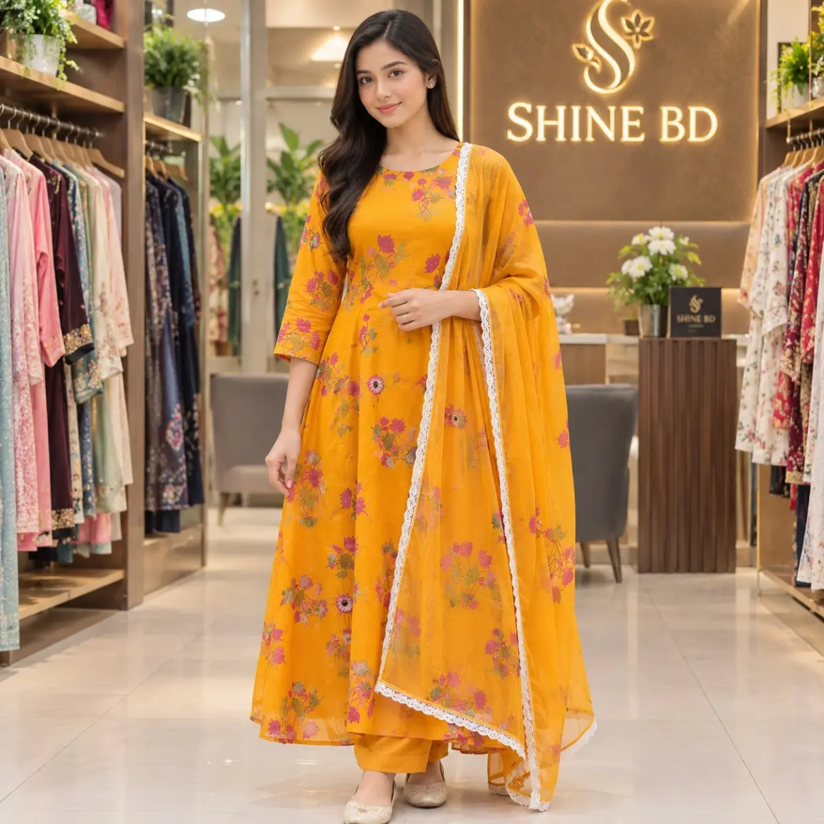 Readymade Gown Three Piece