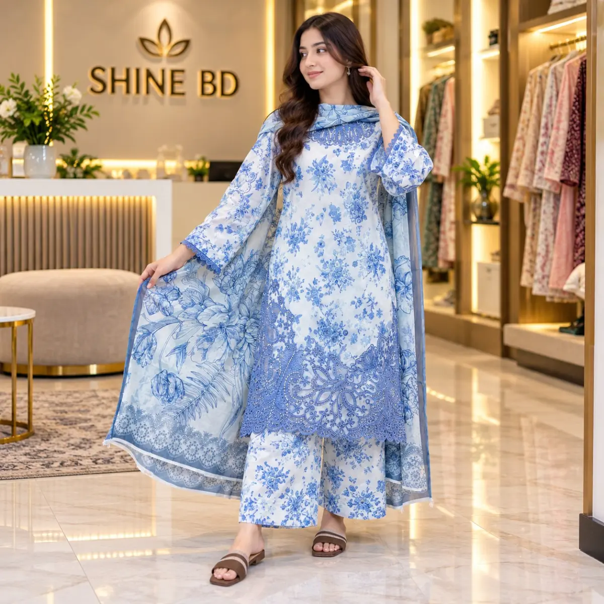 Premium Cotton Embroidery Three Piece✨