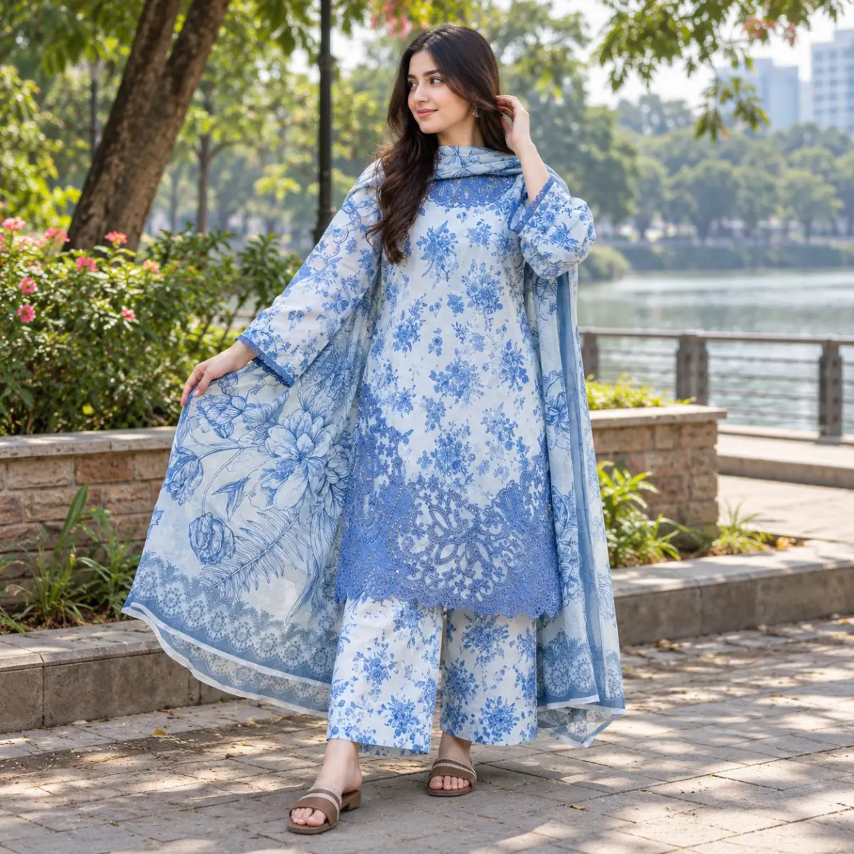 Premium Cotton Embroidery Three Piece✨