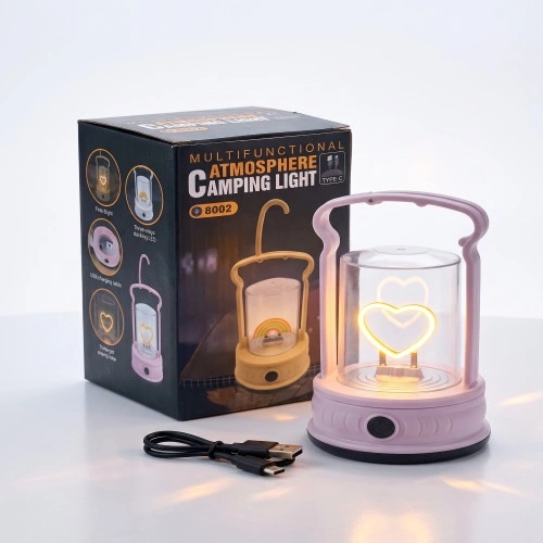 Rechargeable Heart Filament Camping Lantern & Night Lamp - Model 8002 (Type-C)