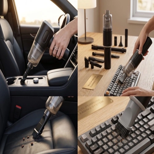 AS-228 3-in-1 Portable Mini Handheld Vacuum Cleaner for Home and Car with Multi-Nozzle Attachments