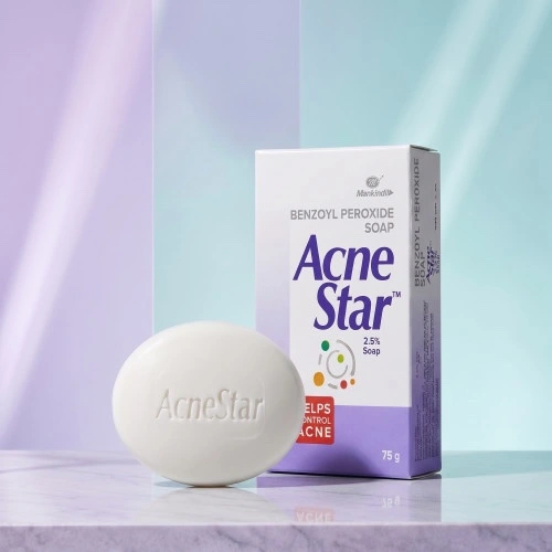AcneStar 2.5% Benzoyl Peroxide Soap (75g) - Mankind Pharma