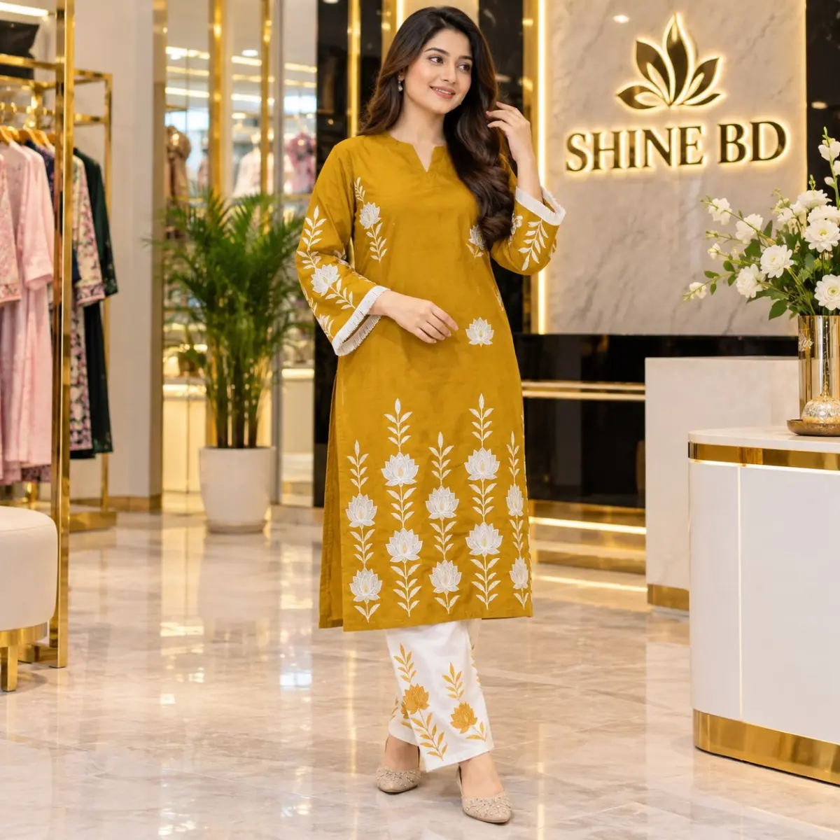 Padmaja (পদ্মাজা)" premium cotton two-piece kurti and trouser set 🌸