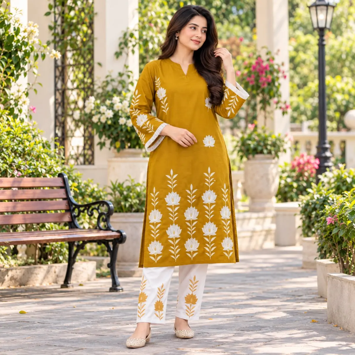Padmaja (পদ্মাজা)" premium cotton two-piece kurti and trouser set 🌸