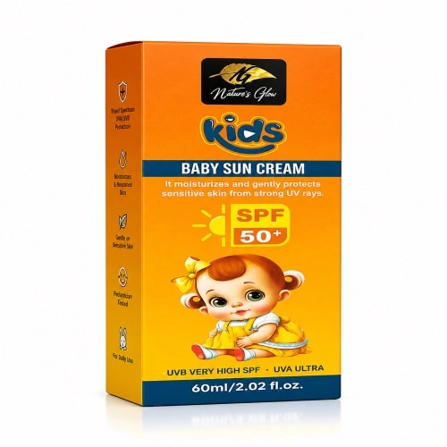 Nature's Glow Kids Baby Sun Cream - SPF 50+ Broad Spectrum UV Protection (60ml)