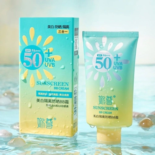 BB sunscreen with 50+ protection factor, bleach, moisturizer, moisturizer, oil-free, UV protection