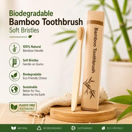 Biodegradable Bamboo Toothbrush - Eco-Friendly Natural Toothbrush