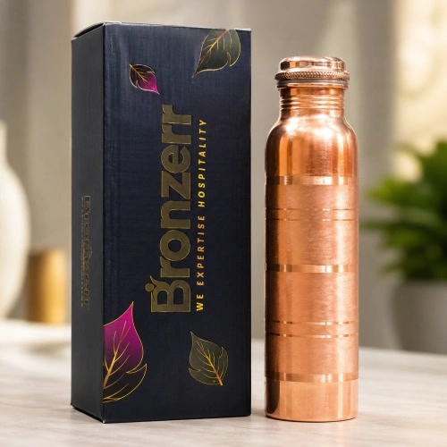 100% Pure Copper Water Bottle 1 Litre - Premium Ayurvedic Drinking Bottle