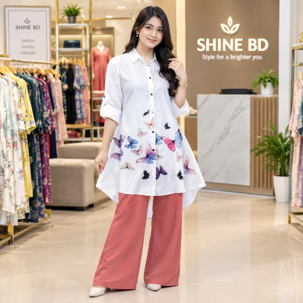 Cherry Georgette shirt butterfly pant