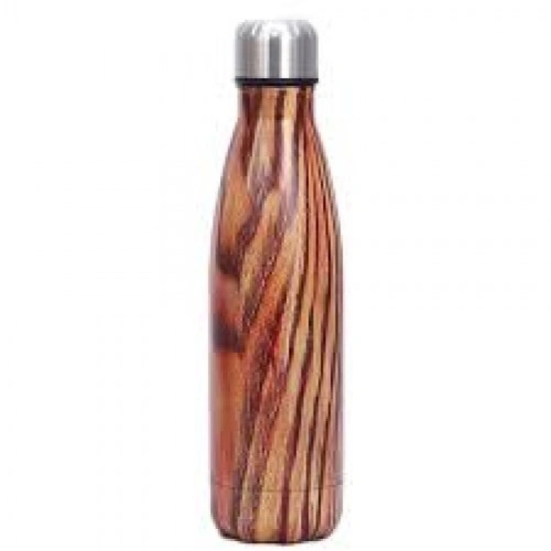 500ml Double Wall Insulated Flask Stainless Steel Thermos Wood Grain Sports Water Bottles