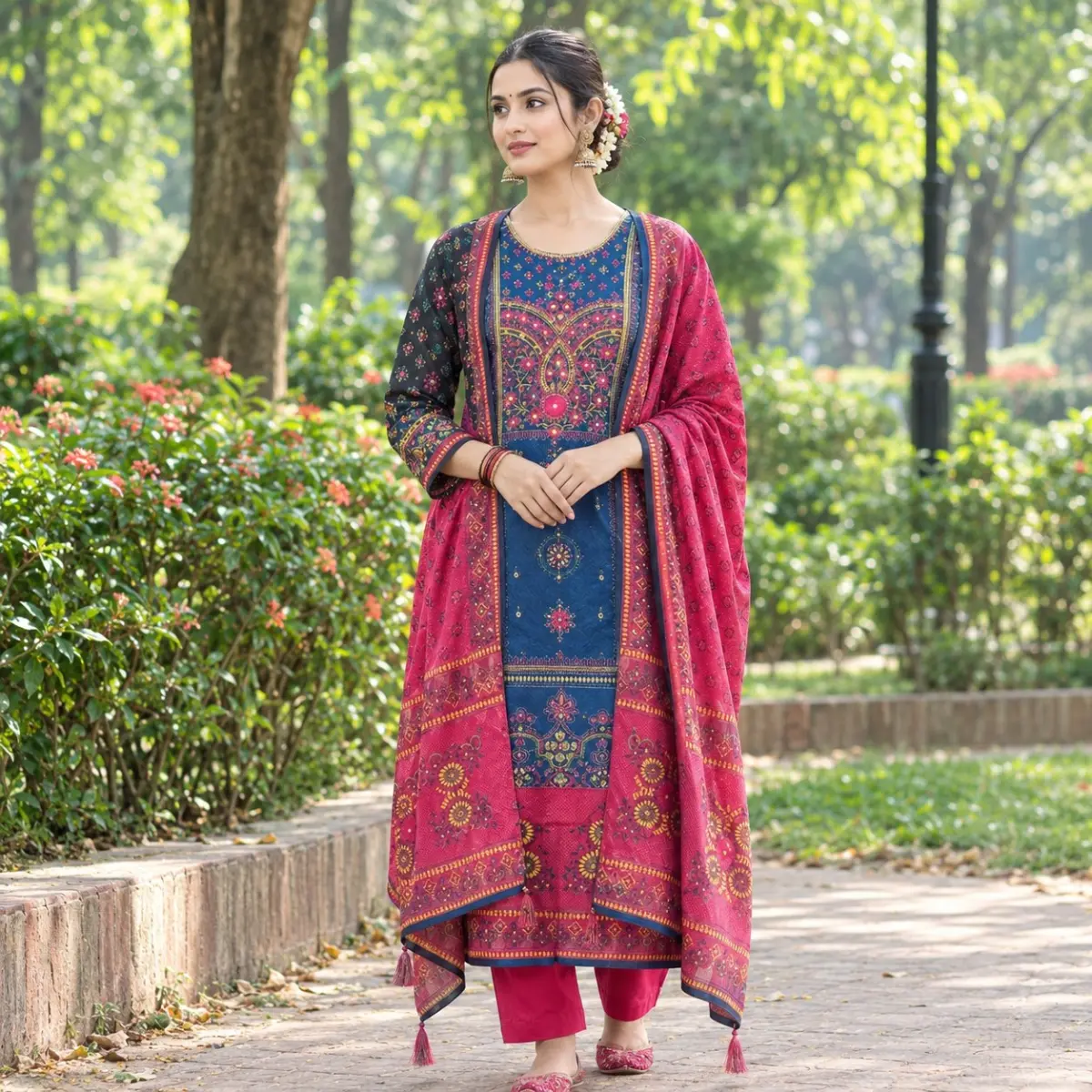 Nevi blue & Rani pink