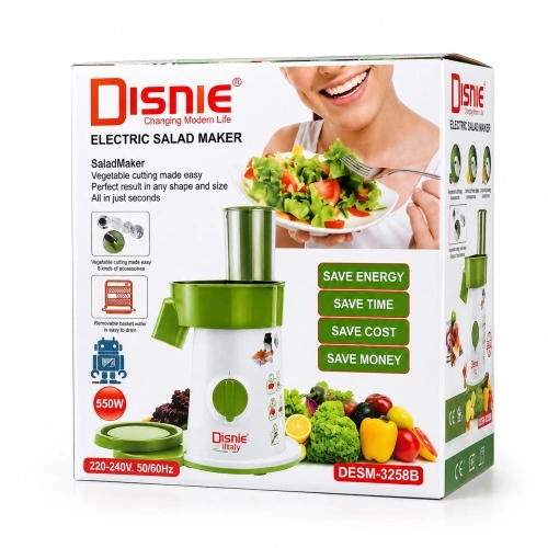 DISNIE DESM-3258B Electric Salad Maker & Vegetable Slicer - 550W Multi-Functional Grater & Chopper for Kitche