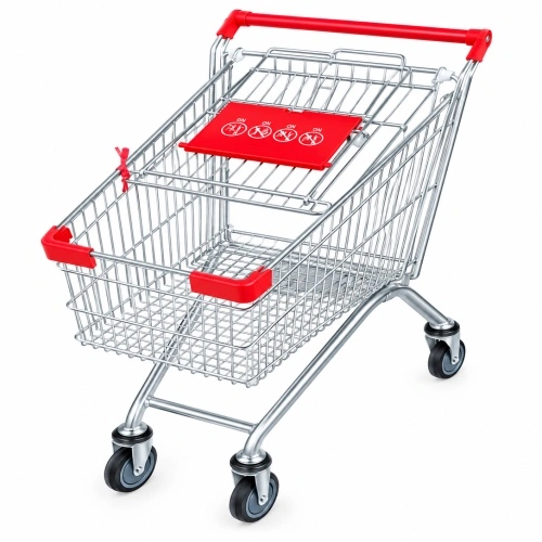 Heavy Duty SS Metal Supermarket Shopping Trolley Cart with Child Seat & 360° Swivel Wheels 120kg Capacity