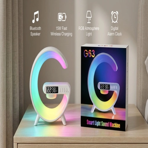 G63 Smart Light Sound Machine with Wireless Charger, Bluetooth Speaker & Digital Alarm Clock